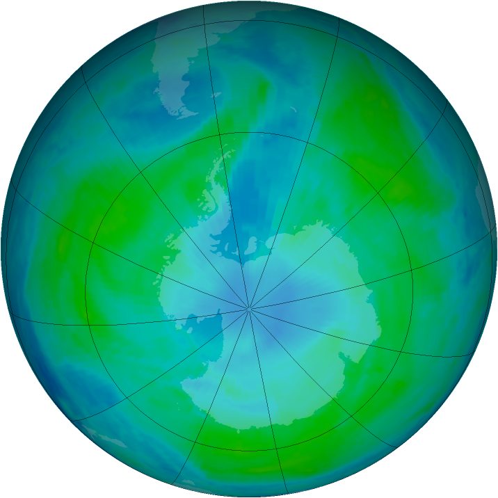 Antarctic ozone map for 24 January 1999
